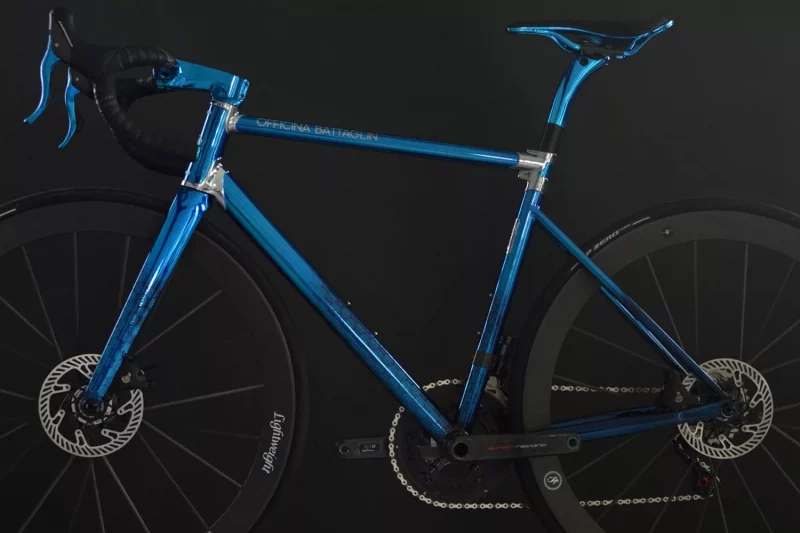 Battaglin Portofino R, custom-made-in -Italy modern integrated steel lugged road bike, cromovelato blue, NDS frameset
