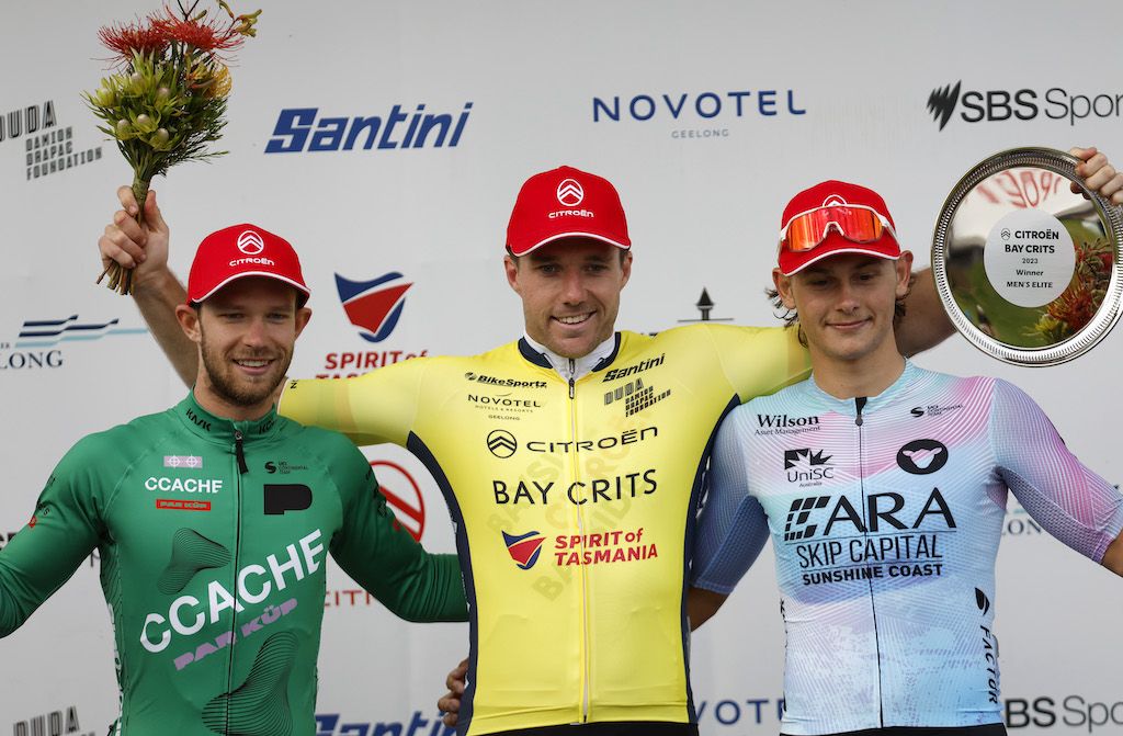 Brenton Jones (Bayside Citroën) claims overall victory at the Citroën Bay Crits, with Graeme Frislie (CCACHE x Par Kup) taking second and Blake Agnoletto (ARA Skip Capital) third