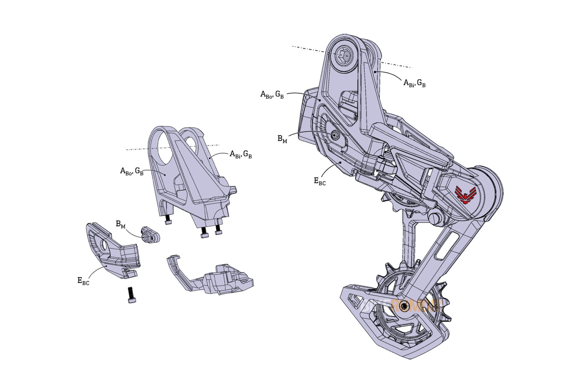 SRAM Eagle modular direct mount derailleur patent