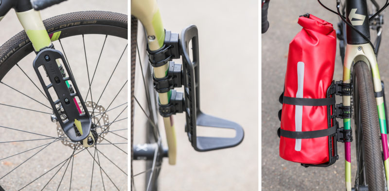 Zefal gizmo monta utilizzato per montare il supporto della forcella con bikepacking impermeabile da 6 litri