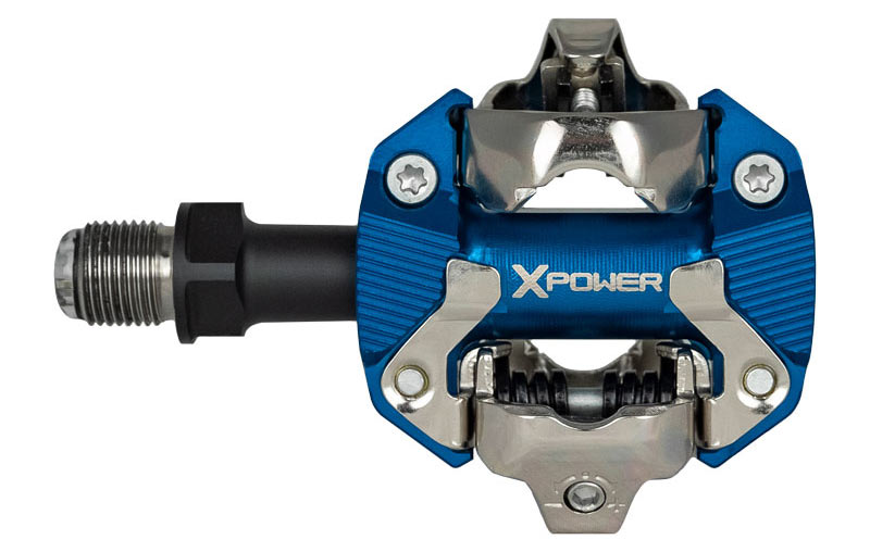 pedali srm x-power meter mostrati in blu