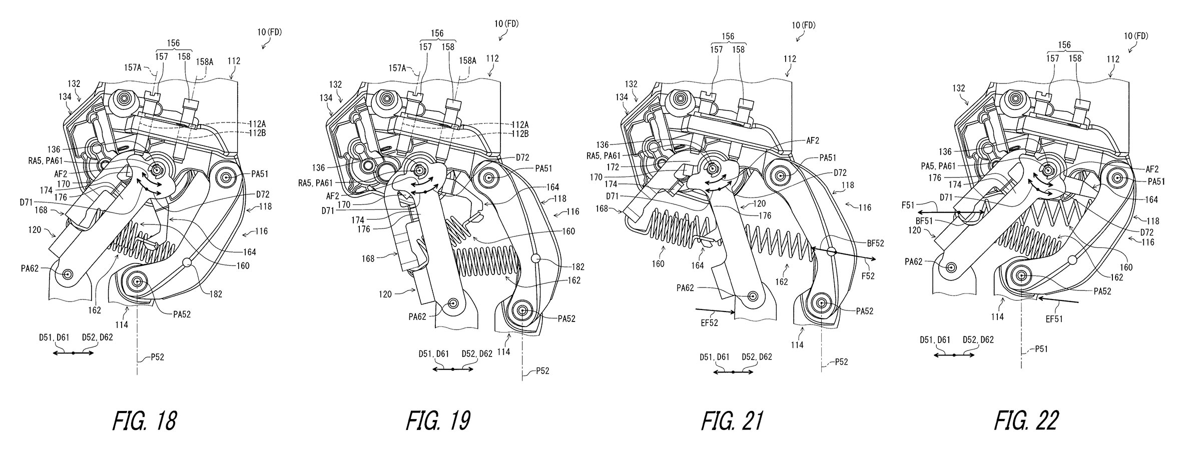 Diagrammi del brevetto Shimano Di2 del deragliatore posteriore flottante resistente agli urti con cambio elettronico