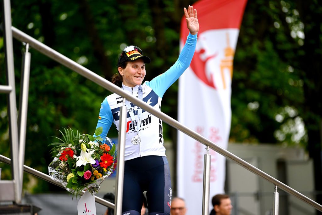 Elisa Longo Borghini heads away from the podium at Liège-Bastogne-Liège
