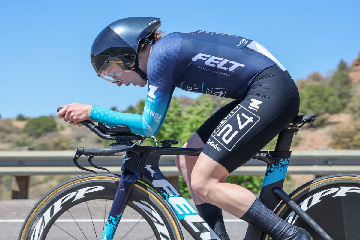 Emily Ehrlich (Virginia’s Blue Ridge TWENTY24) won the stage 3 16.15 mile individual time trial at 2023 Tour of the Gila