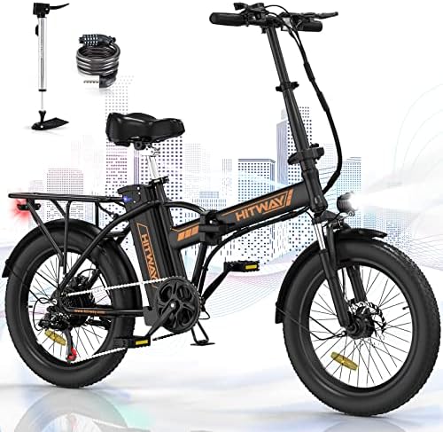 Bicicletta Elettrica Pieghevole HITWAY 20” 3.0 Fat Tire – E-Bike Adulto con Batteria Li 36V 11.2AH, Velocità Max 25 km/h, Autonomia 35-90 km