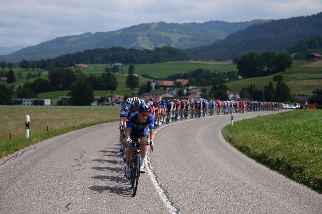 The peloton in action at the 2023 Tour de Suisse