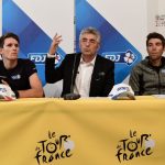 Marc Madiot flanked by Arnaud Demare and Thibaut Pinot ahead of the 2017 Tour de France