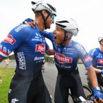 Tour de France 2023: Mathieu van der Poel celebrates with teammate Jasper Philipsen after the win in Nogaro
