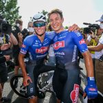 Jasper Philipsen and Mathieu van der Poel of Alpecin Deceuninck after stage 3 of the Tour de France