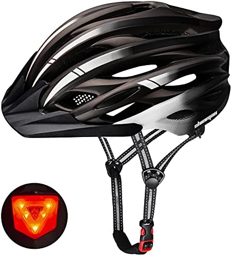 Shinmax Casco Bici con Luce LED, Visiera e Certificazione CE